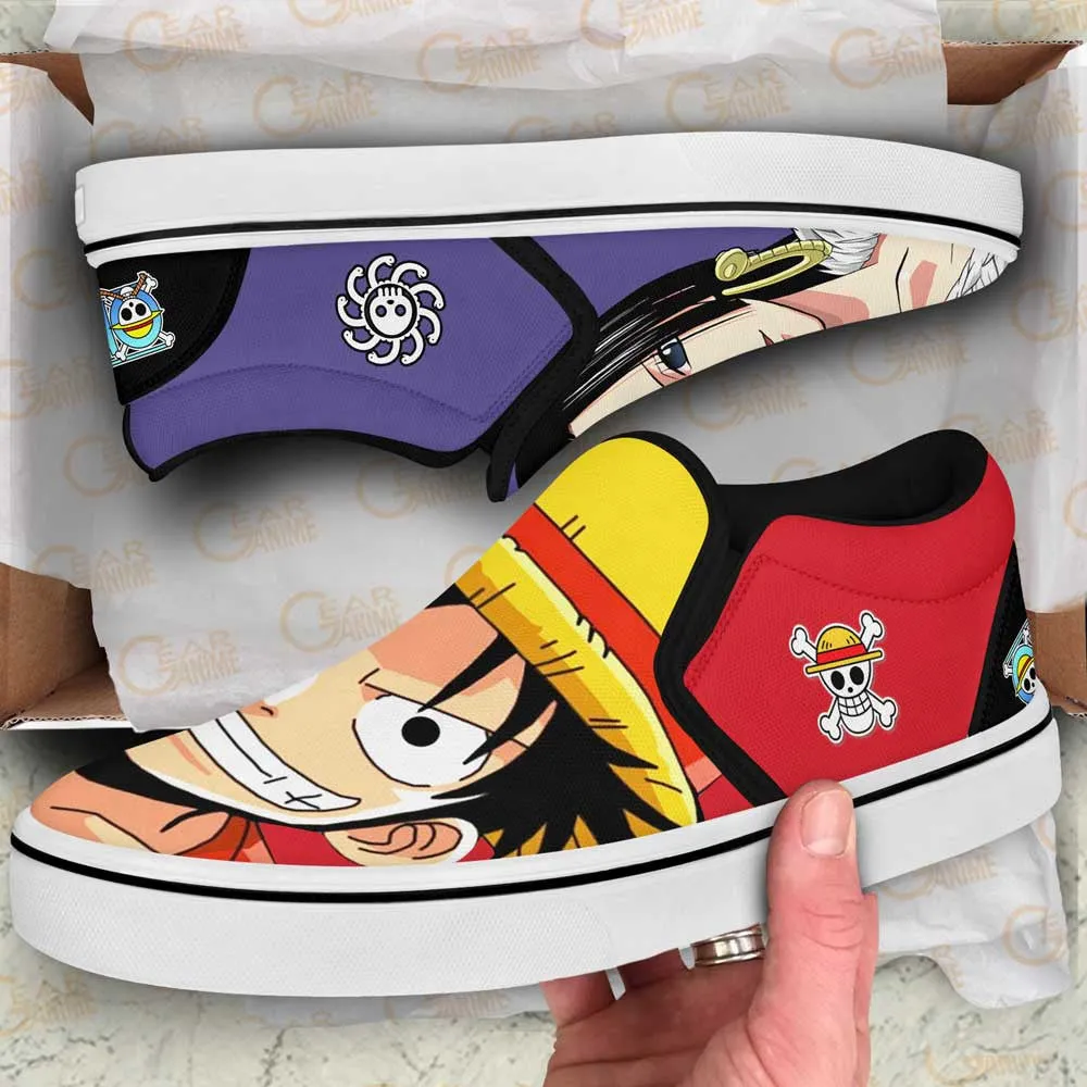 Boa Hancock and Luffy Slip On Sneakers Custom Anime OP Shoes