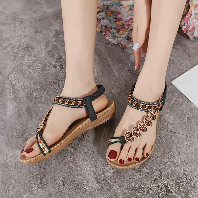 Bohemian Beaded Retro Rrhinestone Toe Sandals