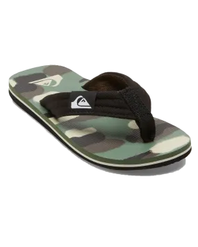 Boys Molokai Layback II Flip Flops in Black, Brown & Green