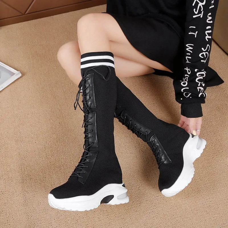 Breathable High-top Lace-up Women's Boots