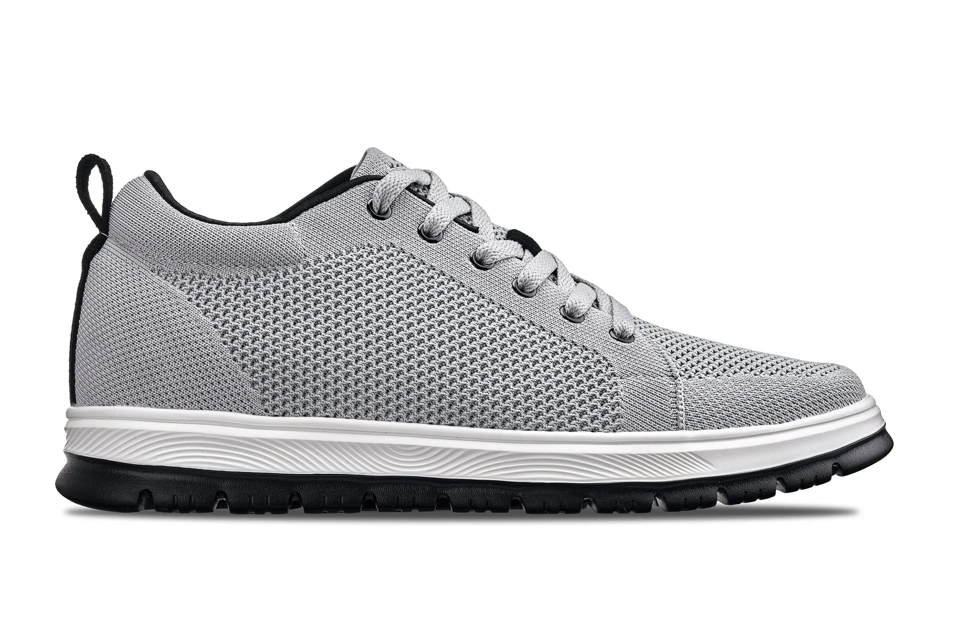 CALTO - X2324 - 2.4 Inches Taller (Pewter Grey/White & Black Sole) - Lace Up Casual Sneaker - Lightweight