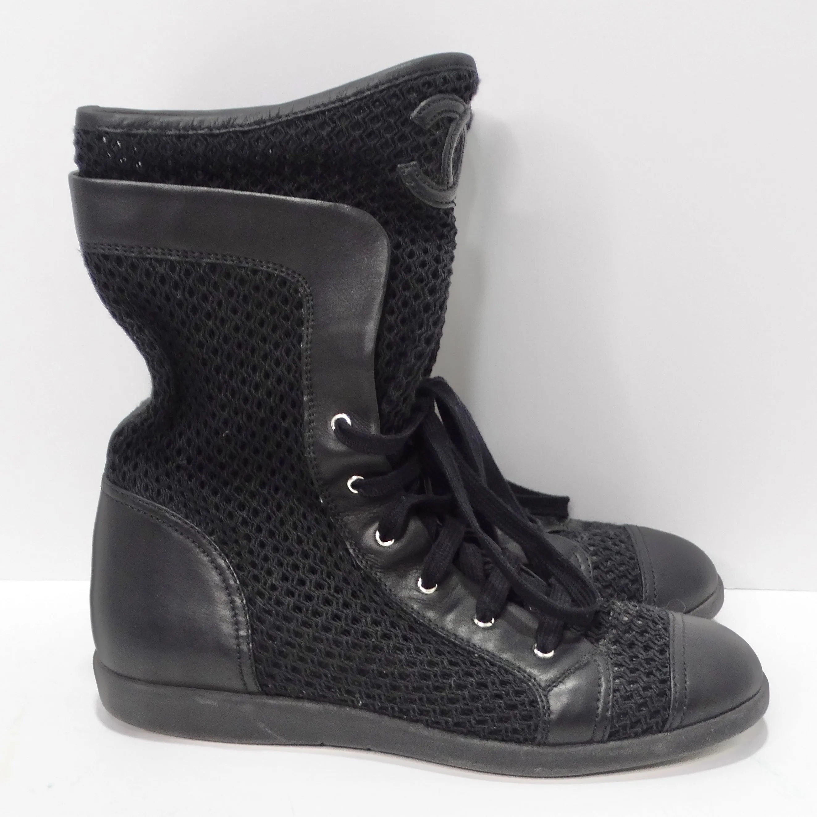 Chanel 1990s Black High Top Sneakers