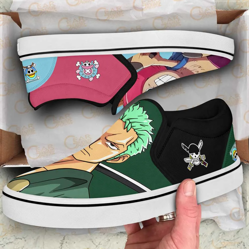 Chopper and Zoro Slip On Sneakers Custom Anime OP Shoes