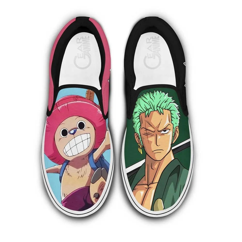 Chopper and Zoro Slip On Sneakers Custom Anime OP Shoes