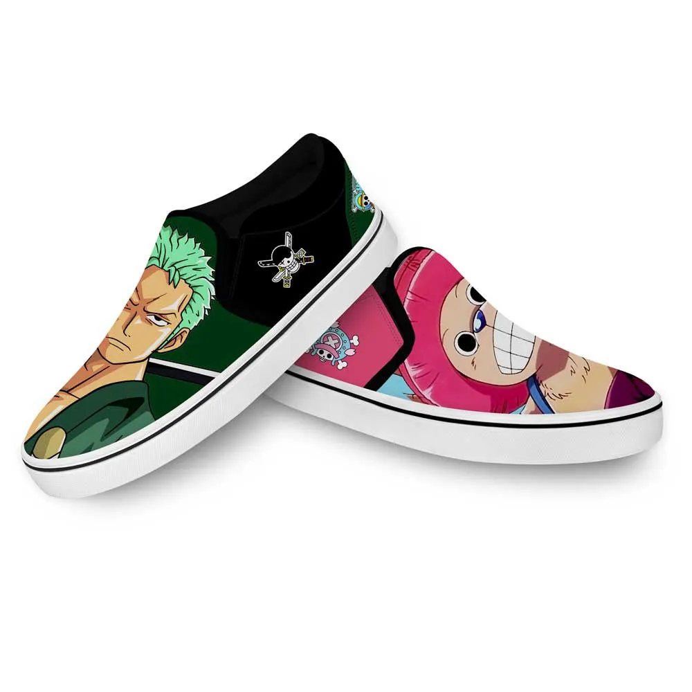 Chopper and Zoro Slip On Sneakers Custom Anime OP Shoes