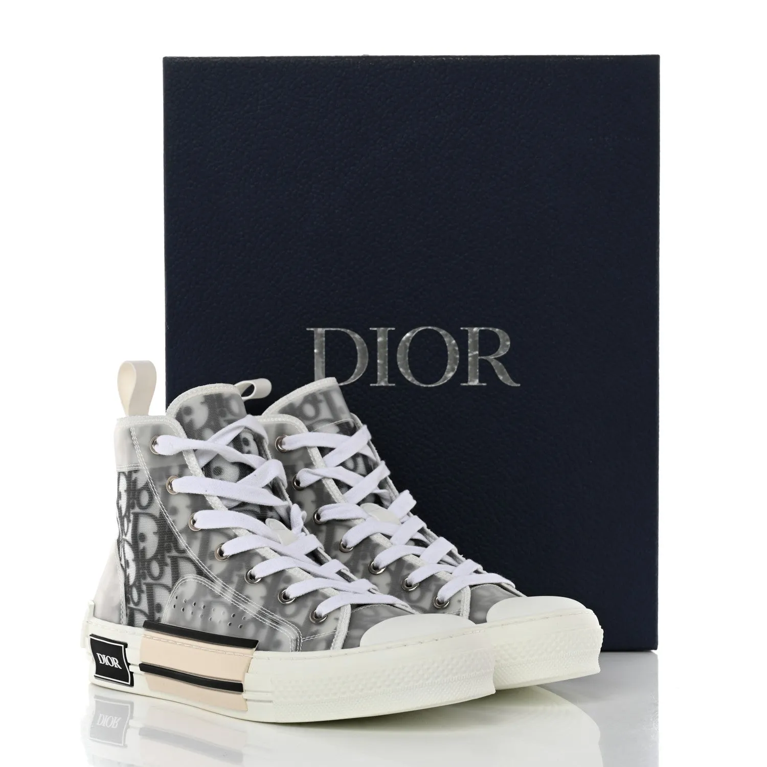 DIOR MEN'S B23 OBLIQUE CANVAS HIGH TOP SNEAKERS