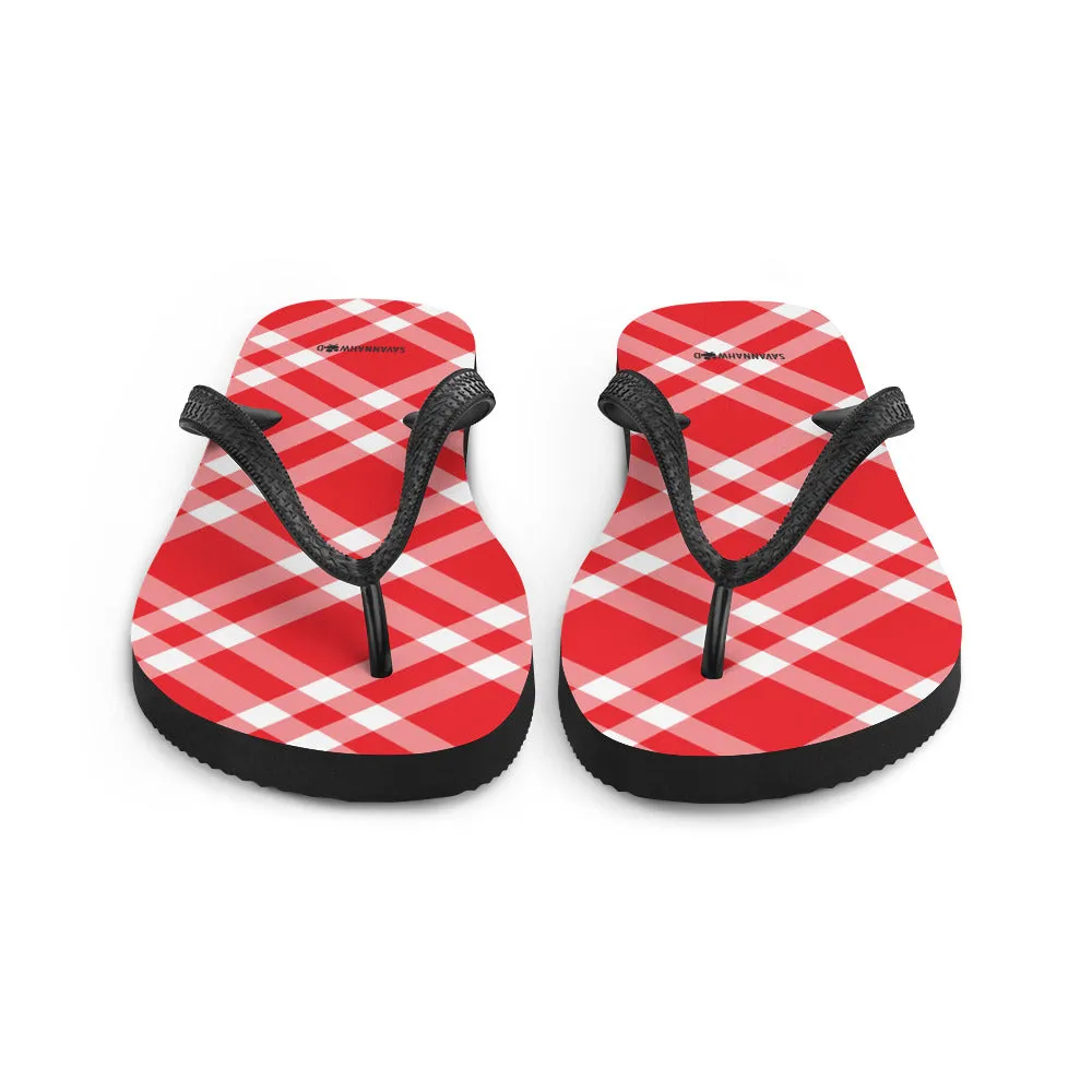 Flip-Flops Women's Red and White Gingham