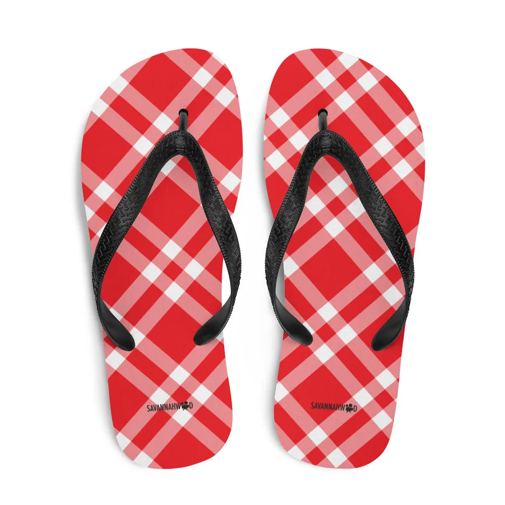 Flip-Flops Women's Red and White Gingham