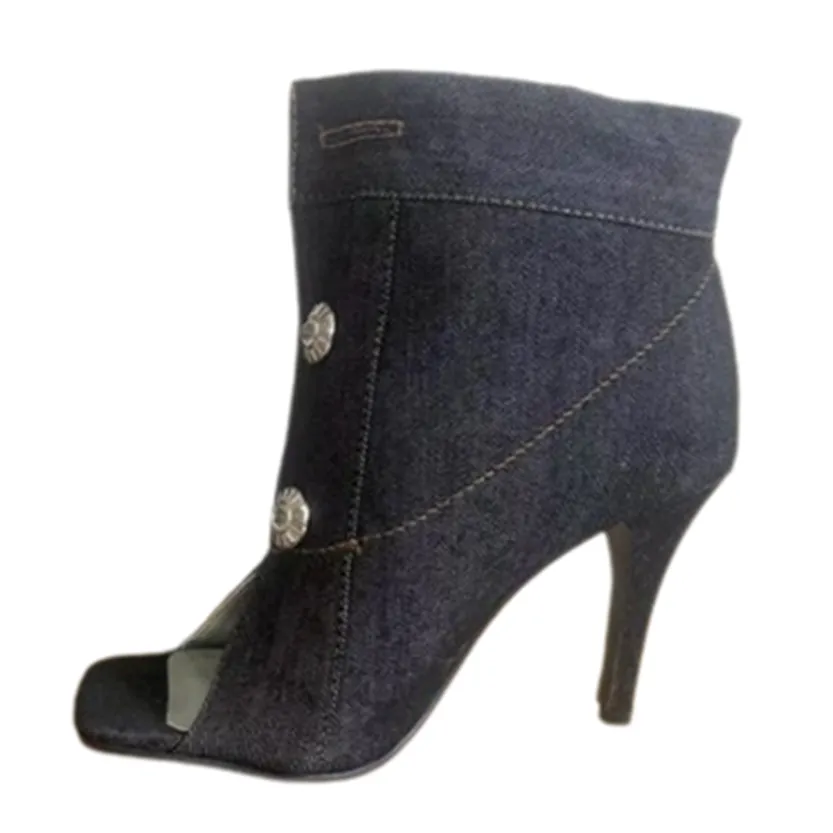 Funki Buys | Shoes | Women's Quirky Denim High Heel Shoes