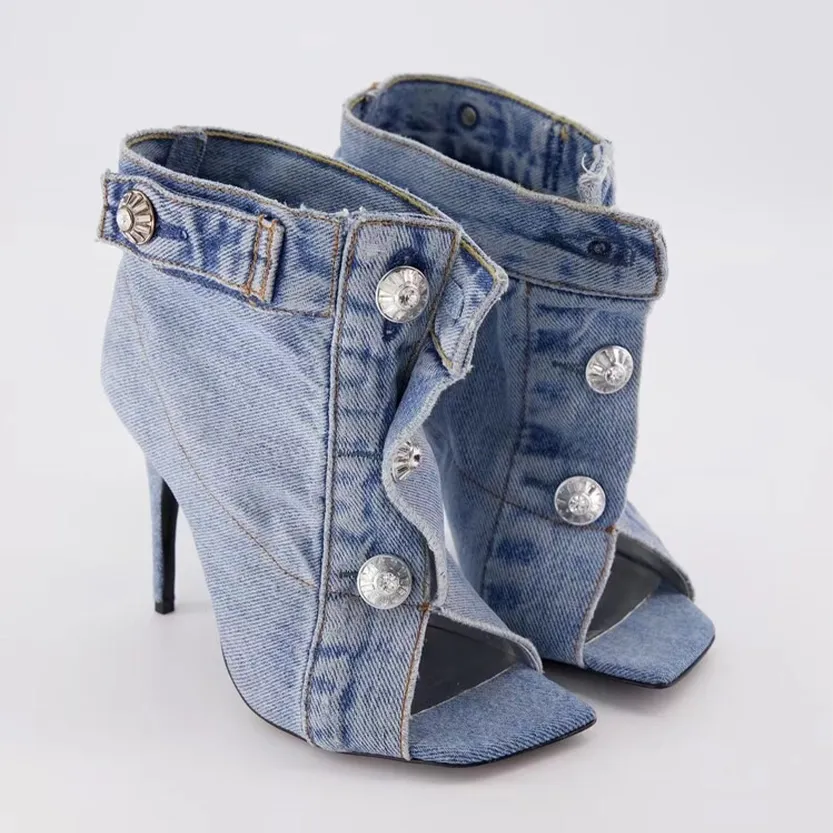 Funki Buys | Shoes | Women's Quirky Denim High Heel Shoes