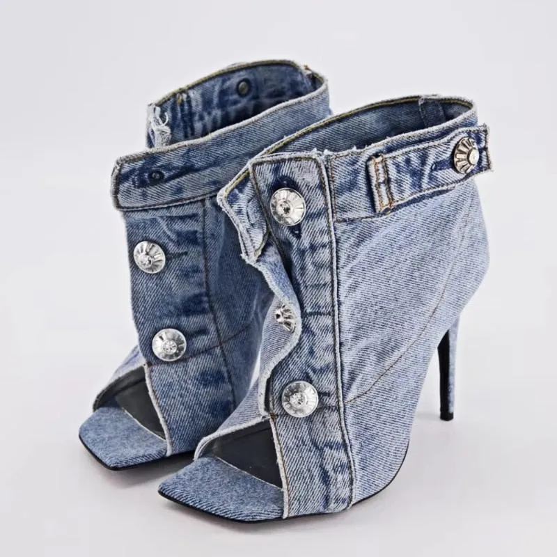 Funki Buys | Shoes | Women's Quirky Denim High Heel Shoes