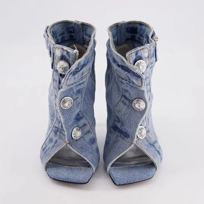 Funki Buys | Shoes | Women's Quirky Denim High Heel Shoes