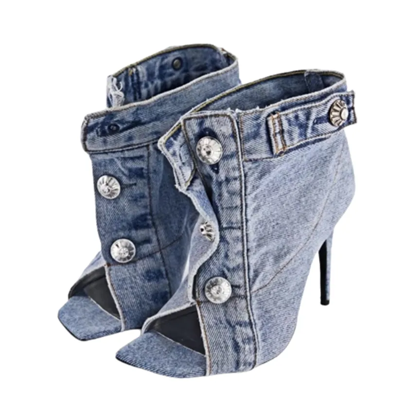 Funki Buys | Shoes | Women's Quirky Denim High Heel Shoes