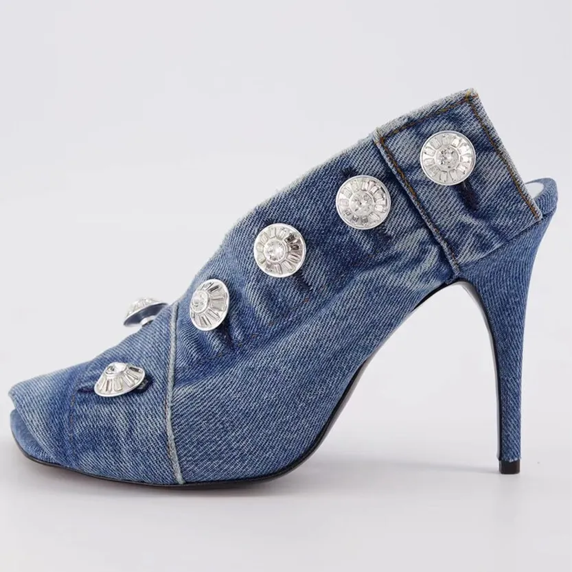 Funki Buys | Shoes | Women's Quirky Denim High Heel Shoes