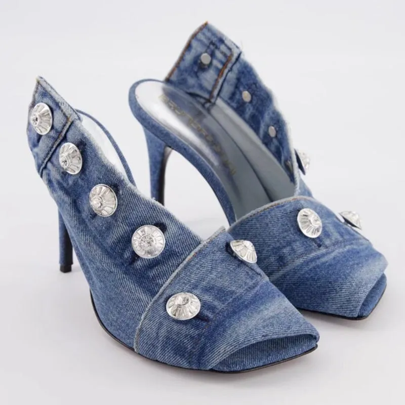 Funki Buys | Shoes | Women's Quirky Denim High Heel Shoes