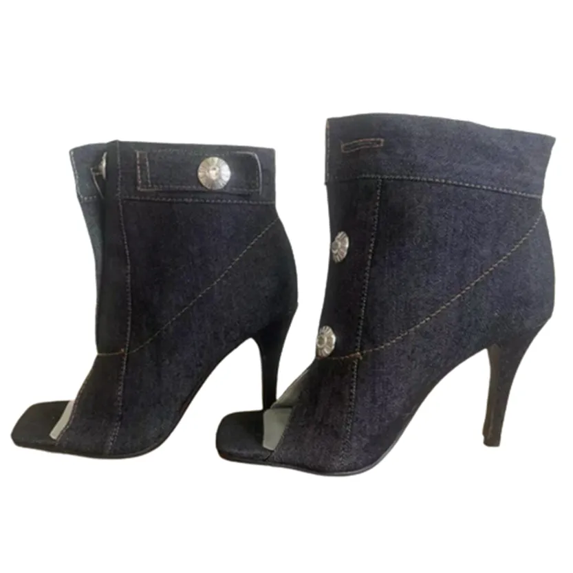 Funki Buys | Shoes | Women's Quirky Denim High Heel Shoes