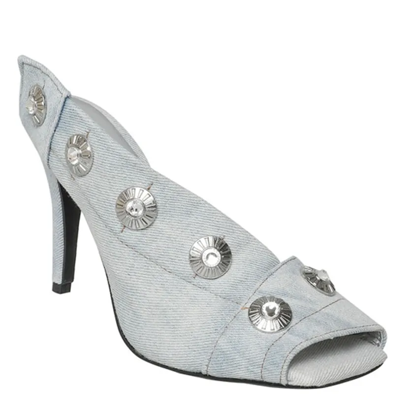 Funki Buys | Shoes | Women's Quirky Denim High Heel Shoes