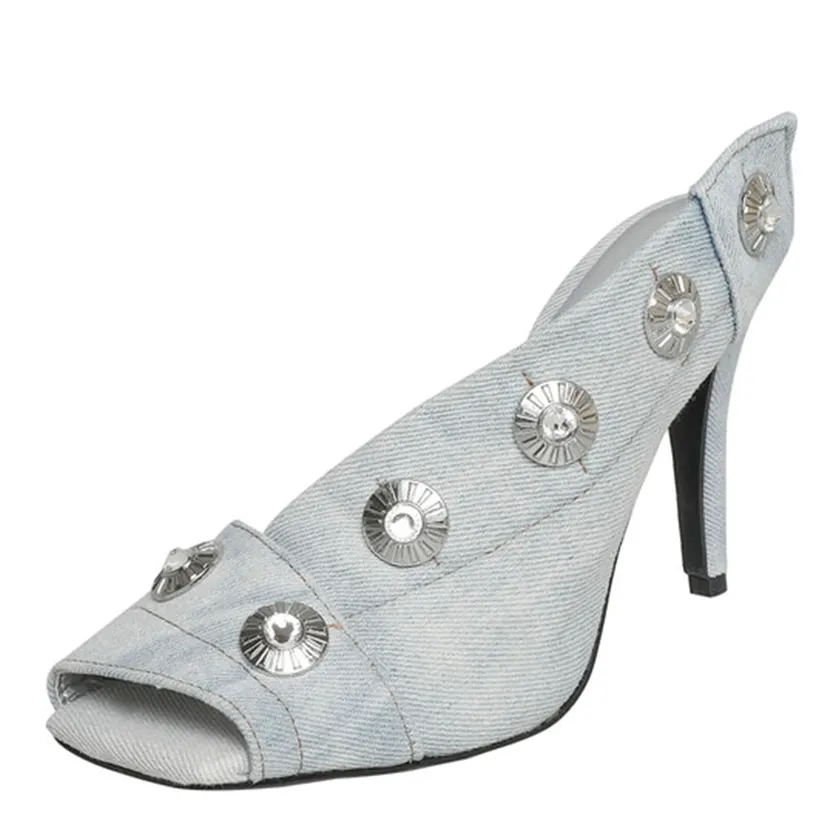 Funki Buys | Shoes | Women's Quirky Denim High Heel Shoes