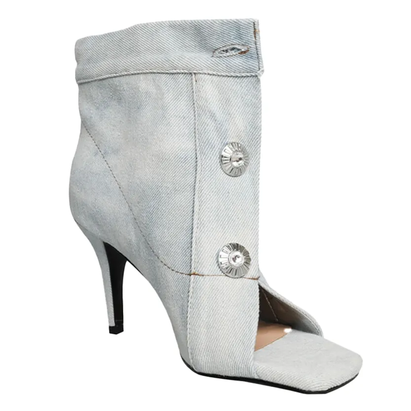 Funki Buys | Shoes | Women's Quirky Denim High Heel Shoes