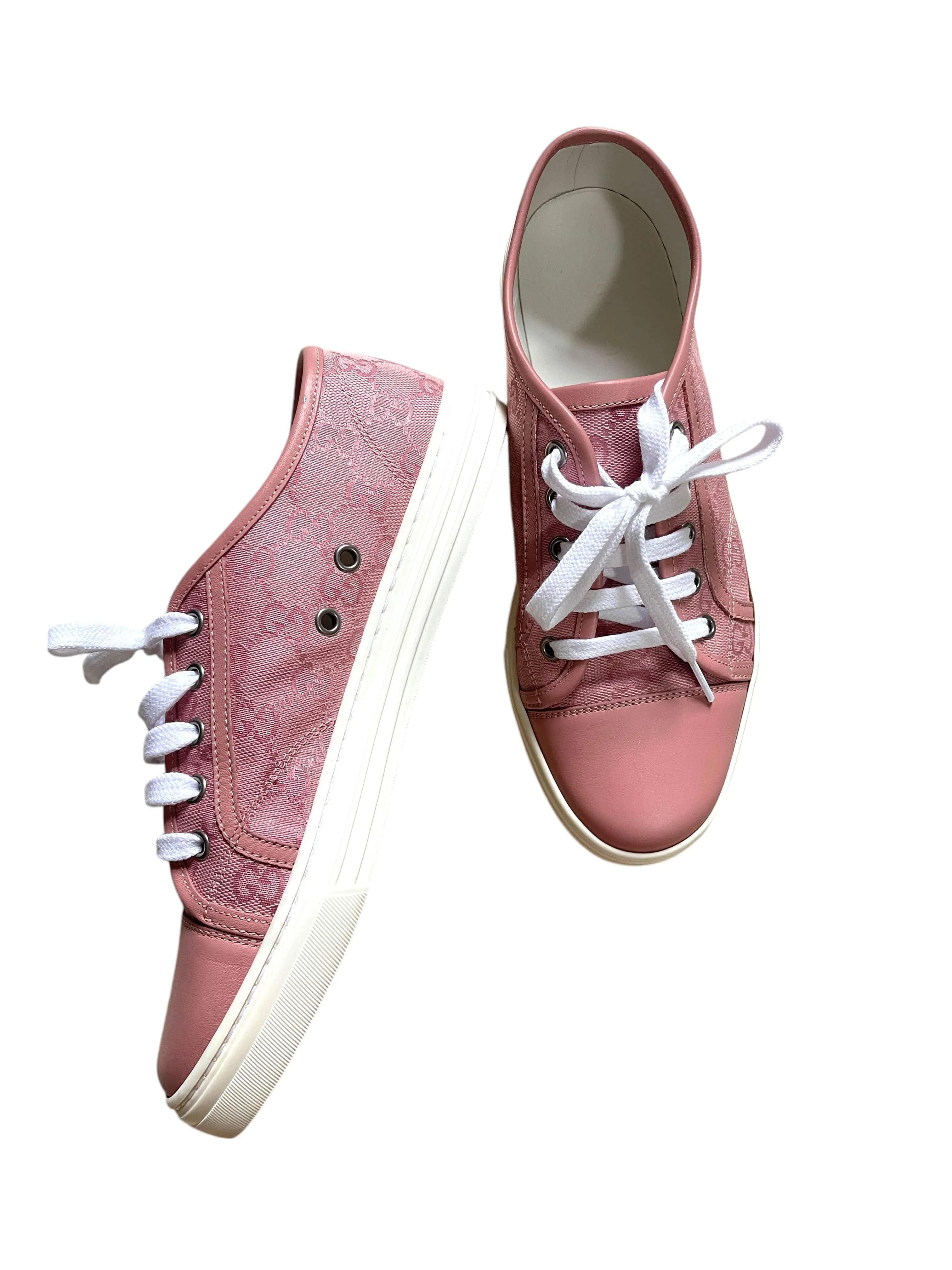 Gucci Sneakers Dusty Rose Monogram Canvas Size 37.5 SKC1872