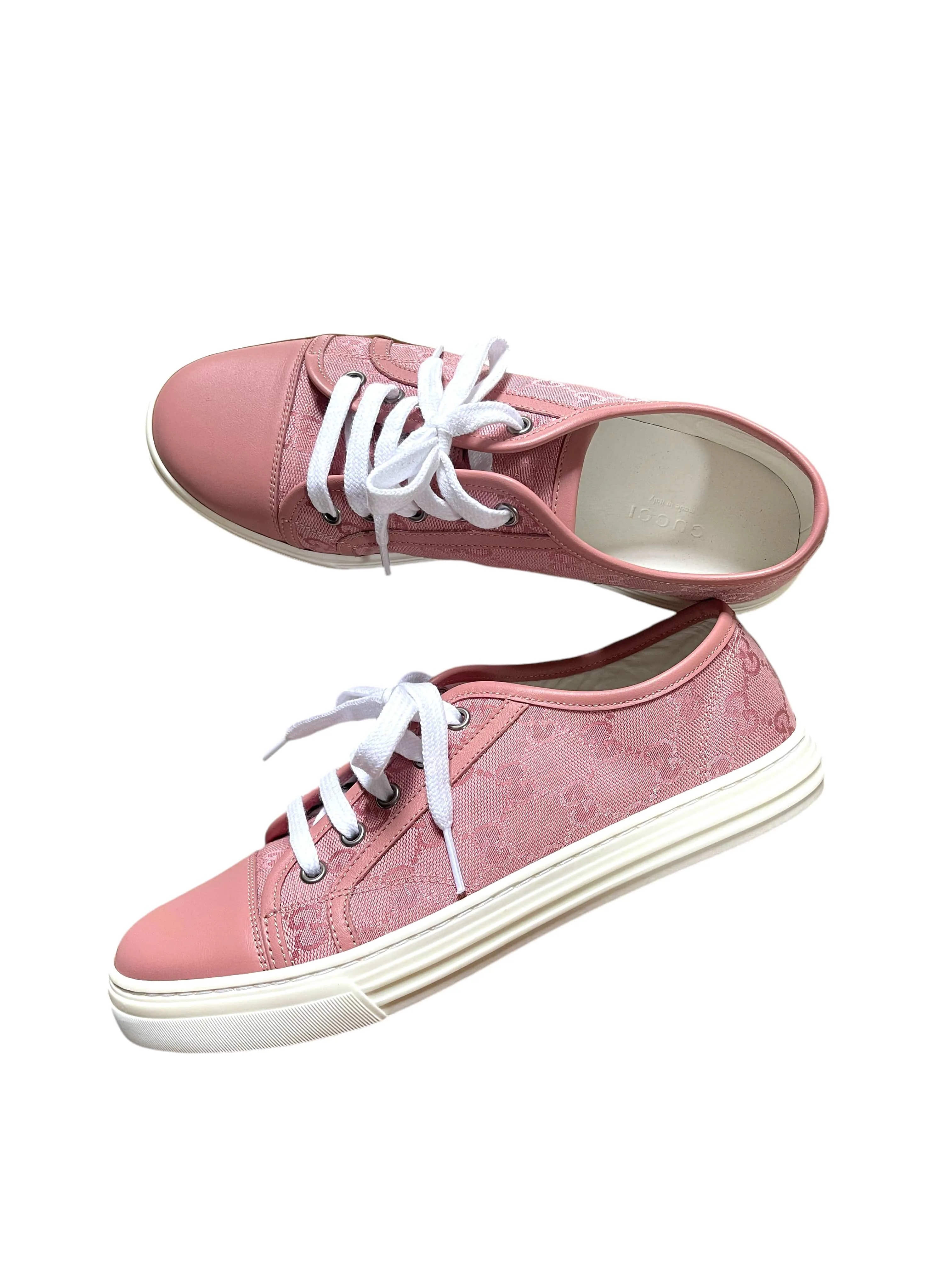 Gucci Sneakers Dusty Rose Monogram Canvas Size 37.5 SKC1872