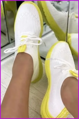 Knitted Breathable Lace Up Tennis Shoes Sneakers DE303