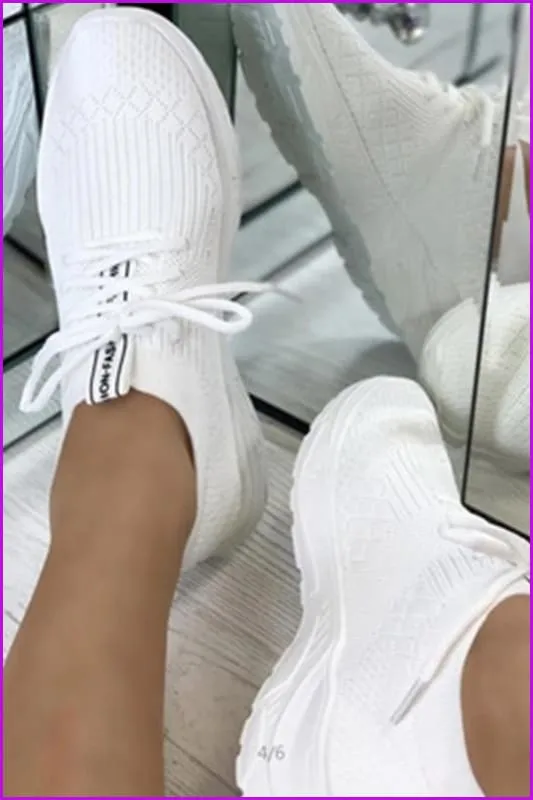 Knitted Breathable Lace Up Tennis Shoes Sneakers DE303