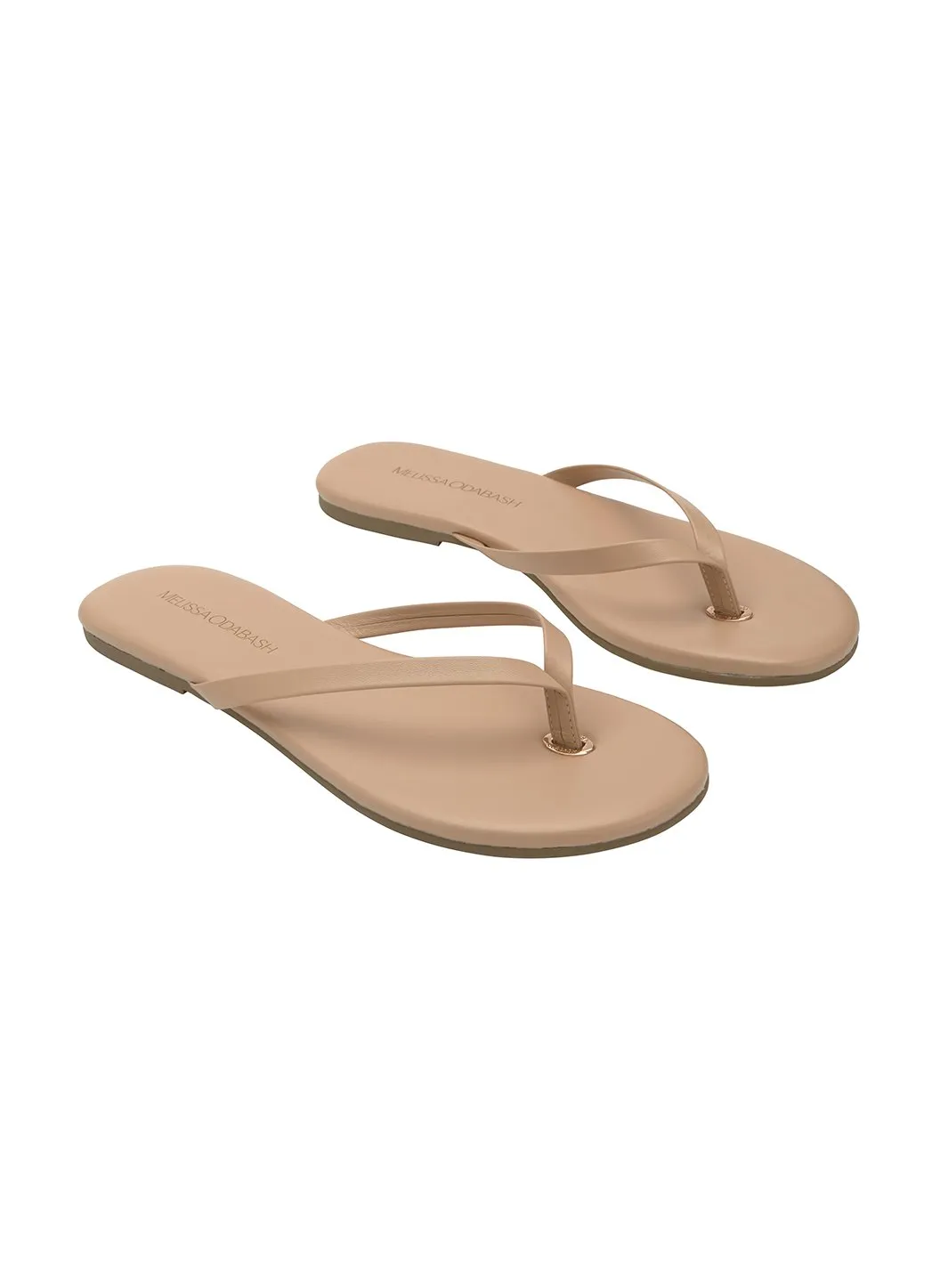 Leather Flip Flops Nude