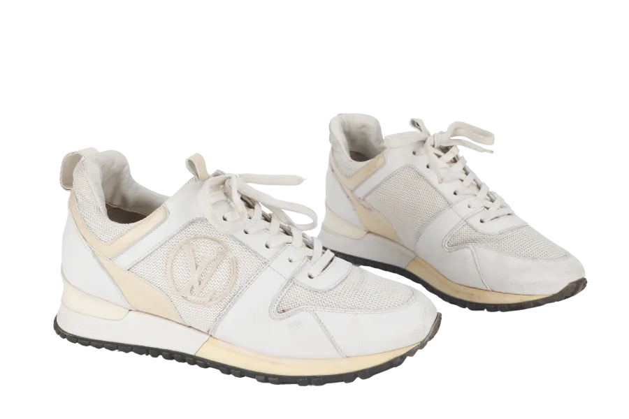 LOUIS VUITTON RUN AWAY SNEAKERS WHITE LEATHER AND MESH SIZE 37