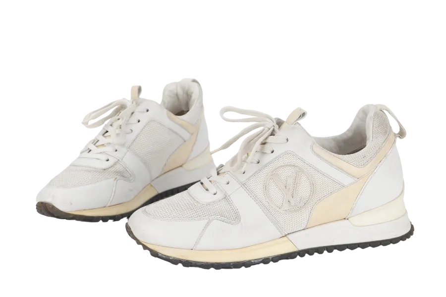 LOUIS VUITTON RUN AWAY SNEAKERS WHITE LEATHER AND MESH SIZE 37