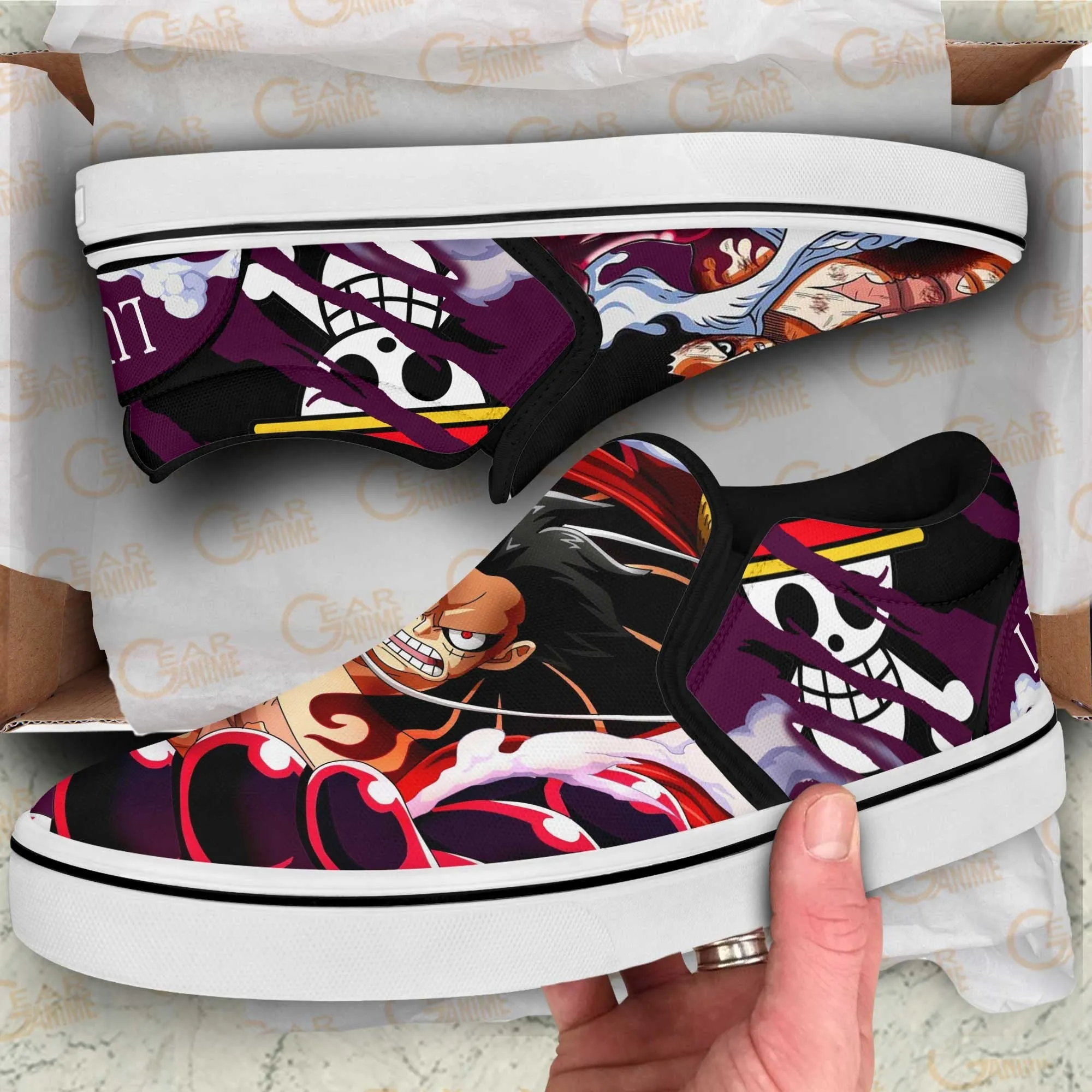 Luffy Gear 4 Slip On Sneakers OP Custom Anime Shoes