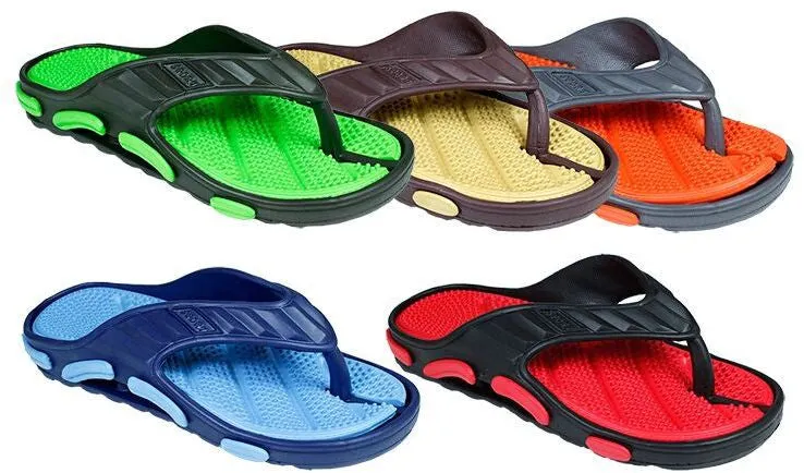 men's multi color massage flip flop sandal Case of 60