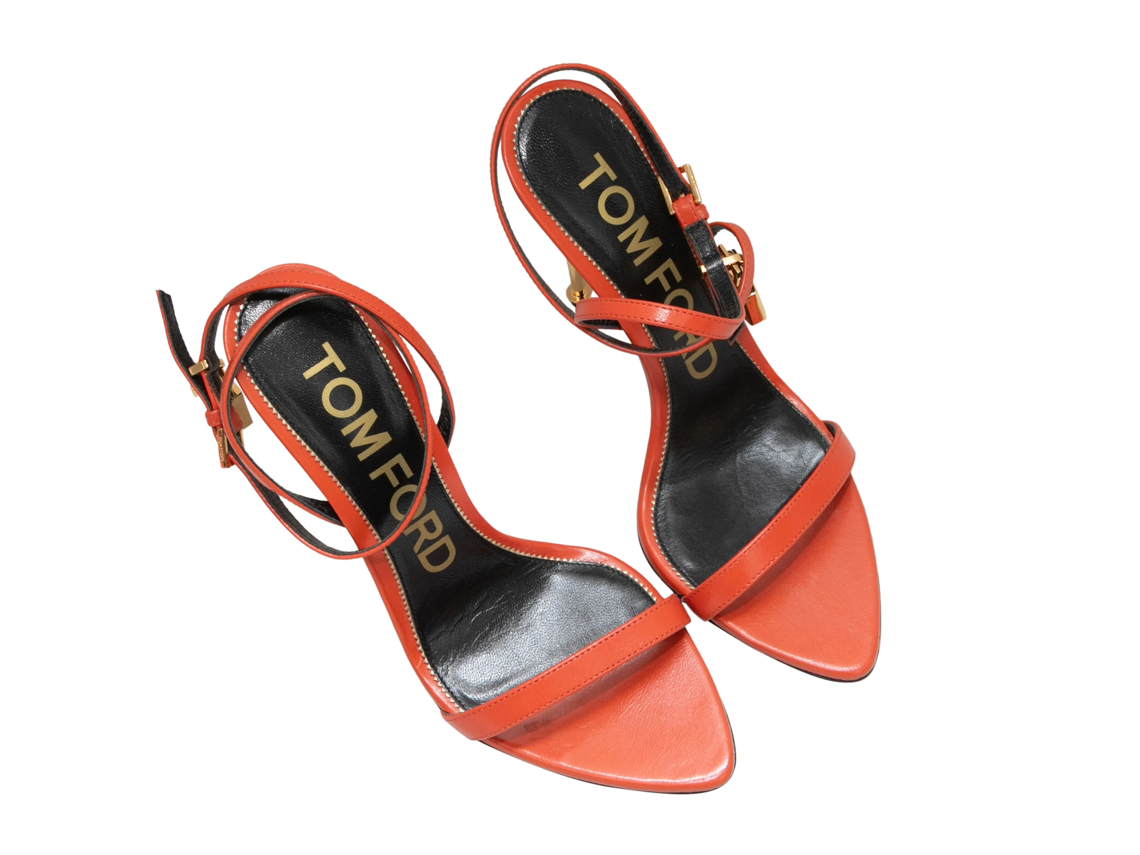 Orange Tom Ford Padlock Heeled Sandals Size 38