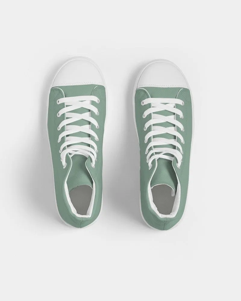 Shaded Pale Pastel Green Gray High-Top Canvas Sneakers | Women's | C30M0Y30K30