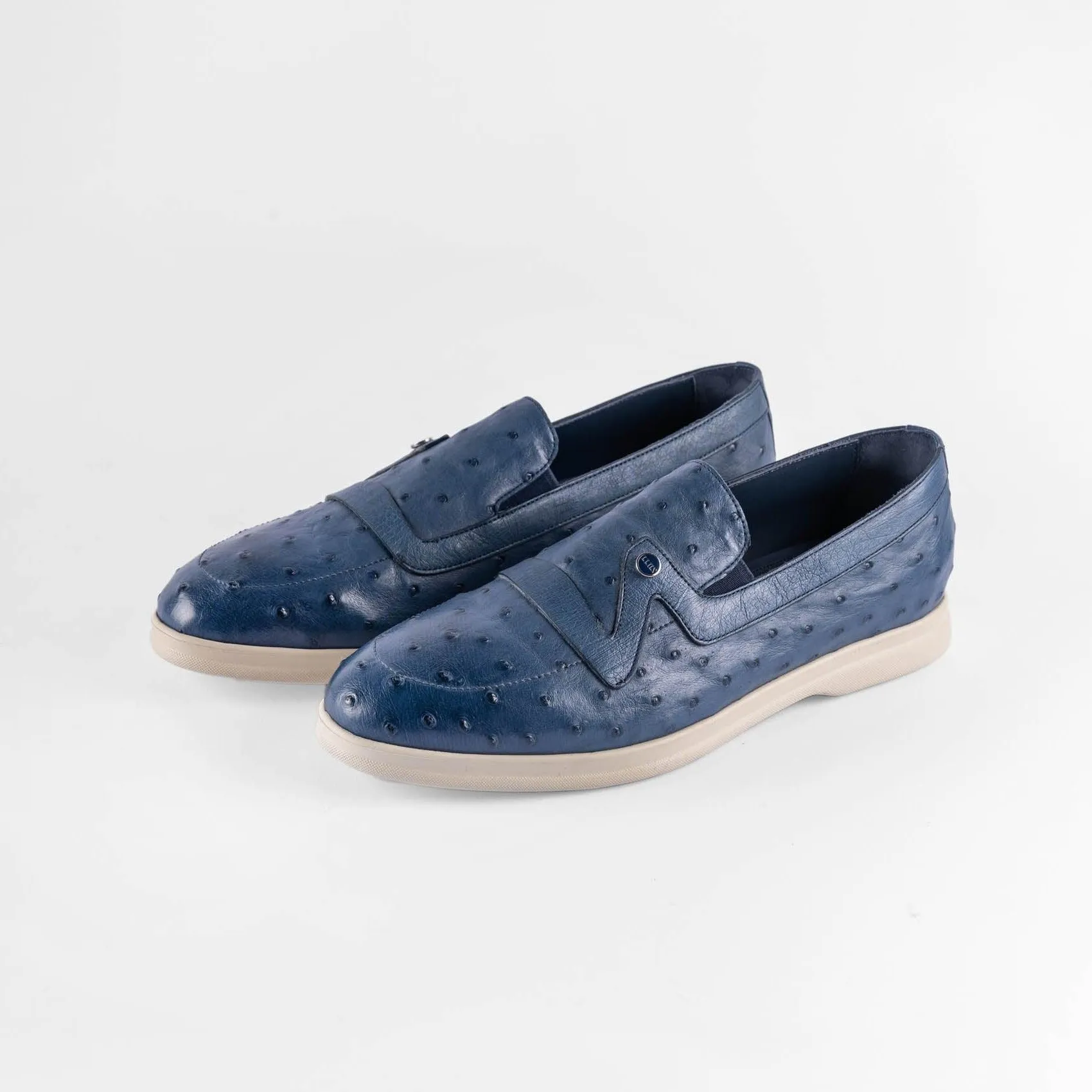 Shoes loafer casual ostrich leather