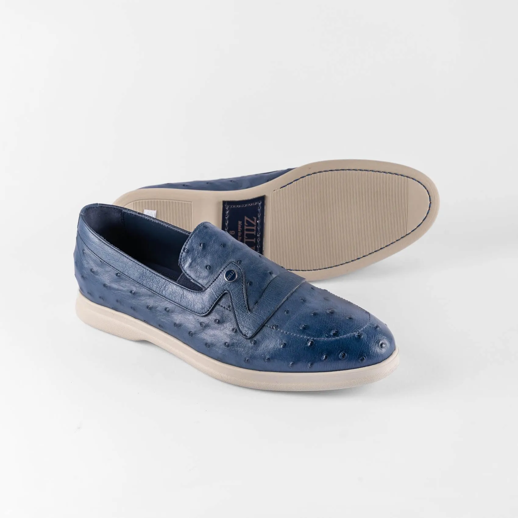 Shoes loafer casual ostrich leather