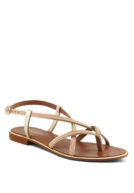 Sole Mates Leather Strappy Flat Thong Sandals