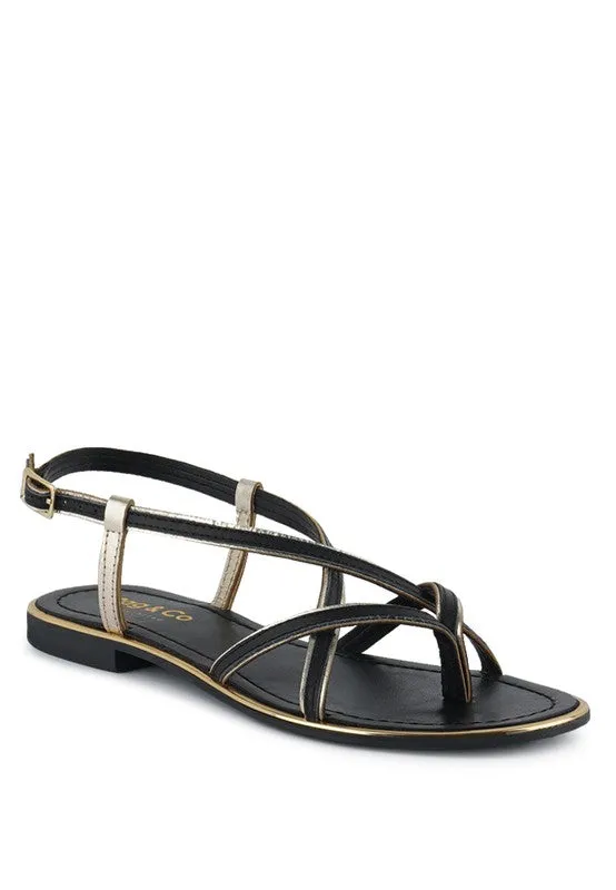 Sole Mates Leather Strappy Flat Thong Sandals