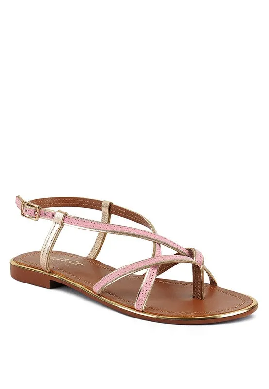 Sole Mates Leather Strappy Flat Thong Sandals