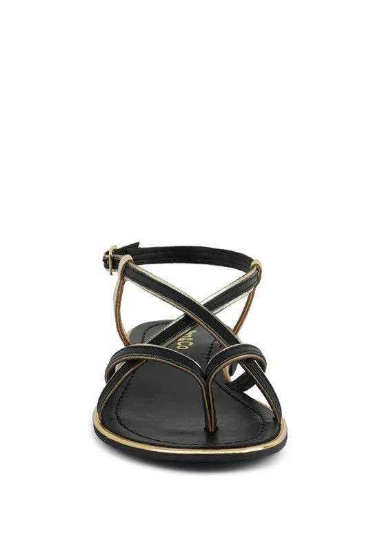 Sole Mates Leather Strappy Flat Thong Sandals