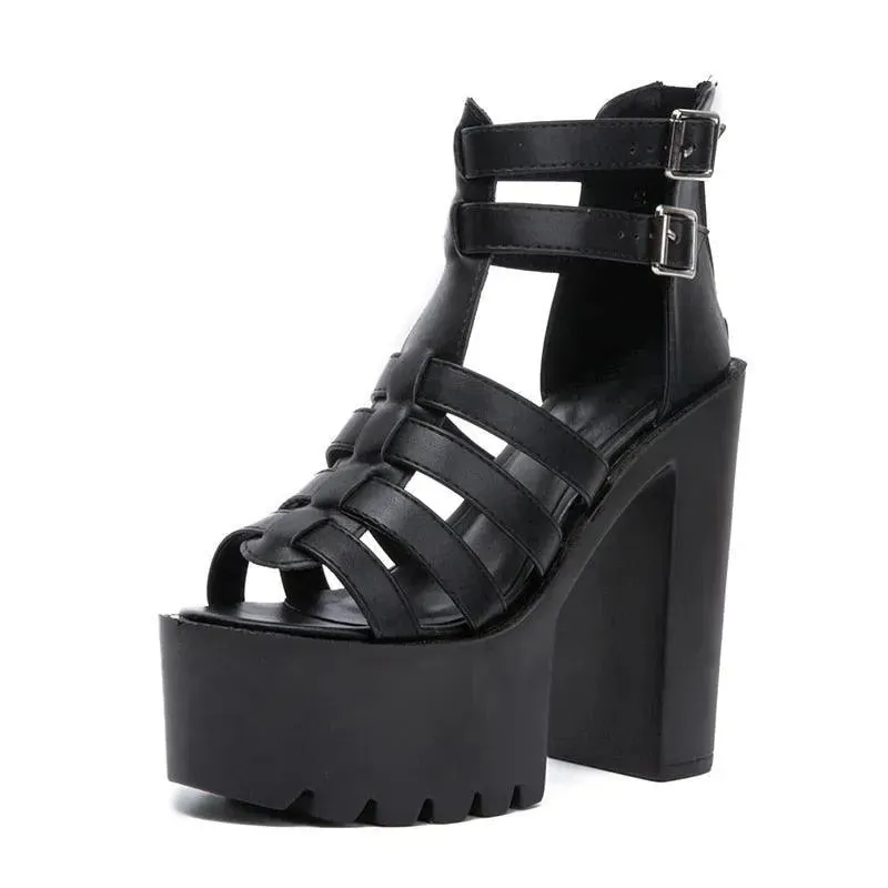 Strappy Roman Platform Heels Sandals