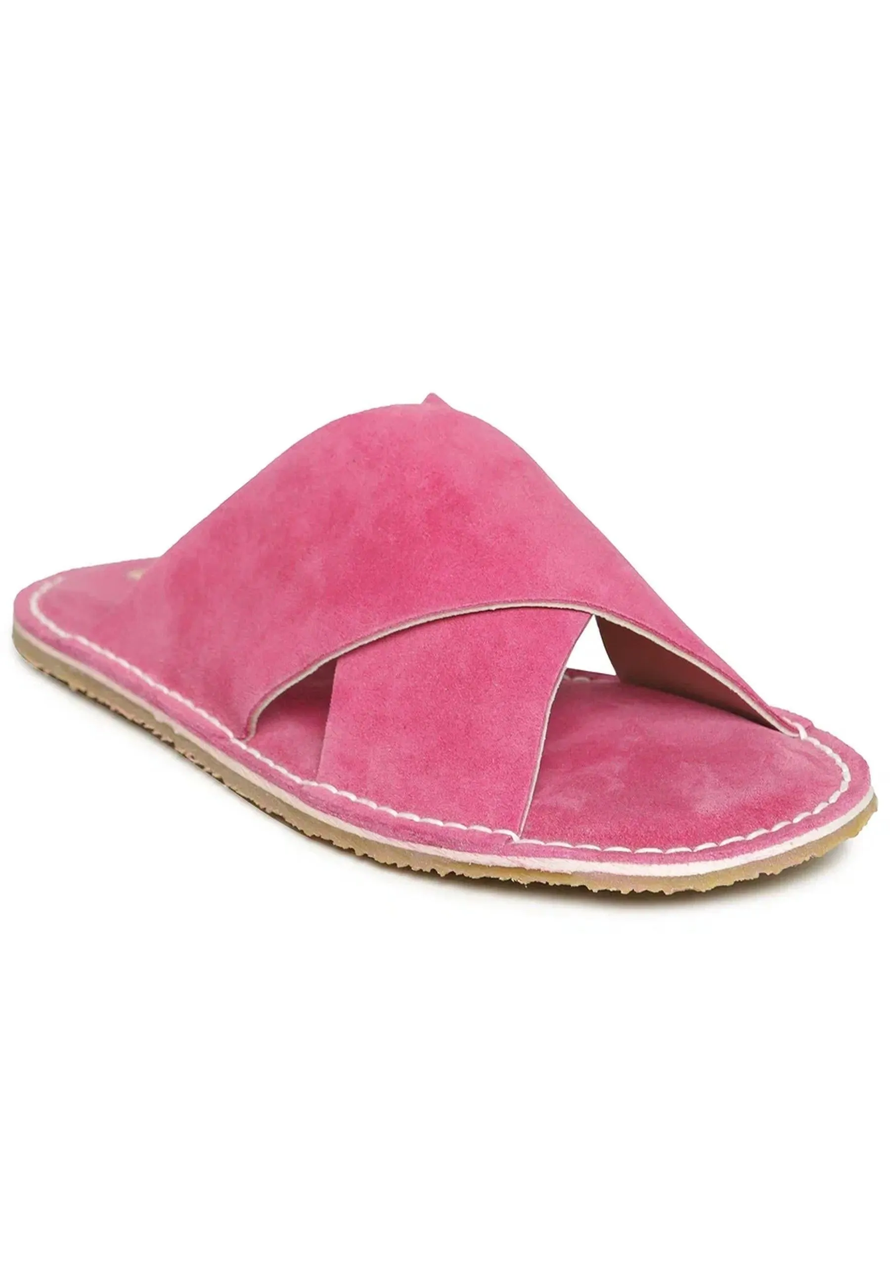 Suede Cross-Strap Slides Starsun - Pink