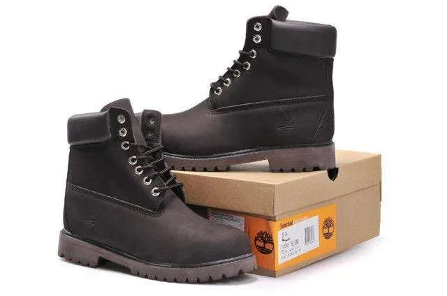 Timberland 6 Inch Nubuck Leather Boots Coffee Brown Black Mens Boots Shoes